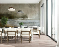 A peaceful modern abstract mural on decorative wallpaper.