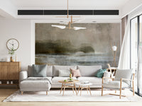 A beautiful subtle abstract wallpaper mural with a hazy shoreline effect.