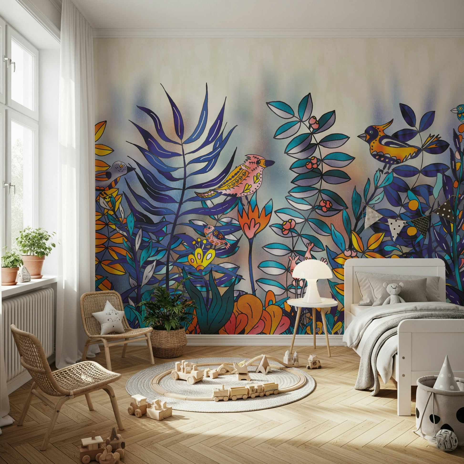 An artistic soft focus landscape mural on scenic wallpaper.