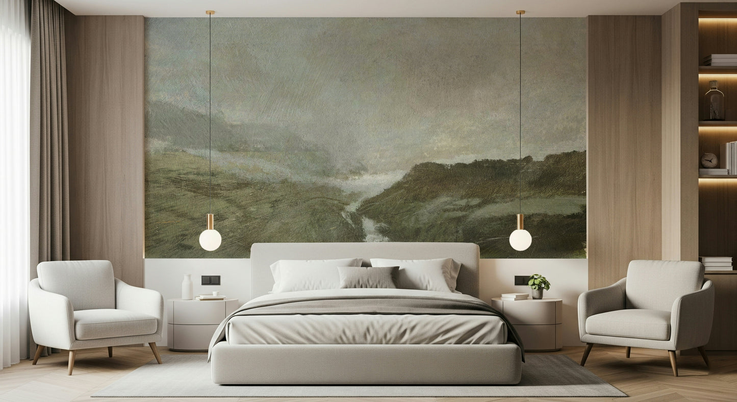 A contemplative gentle design wallpaper mural for a feature wall.