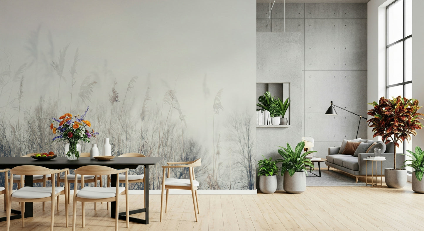 A beautiful modern art wall mural of delicate lines.