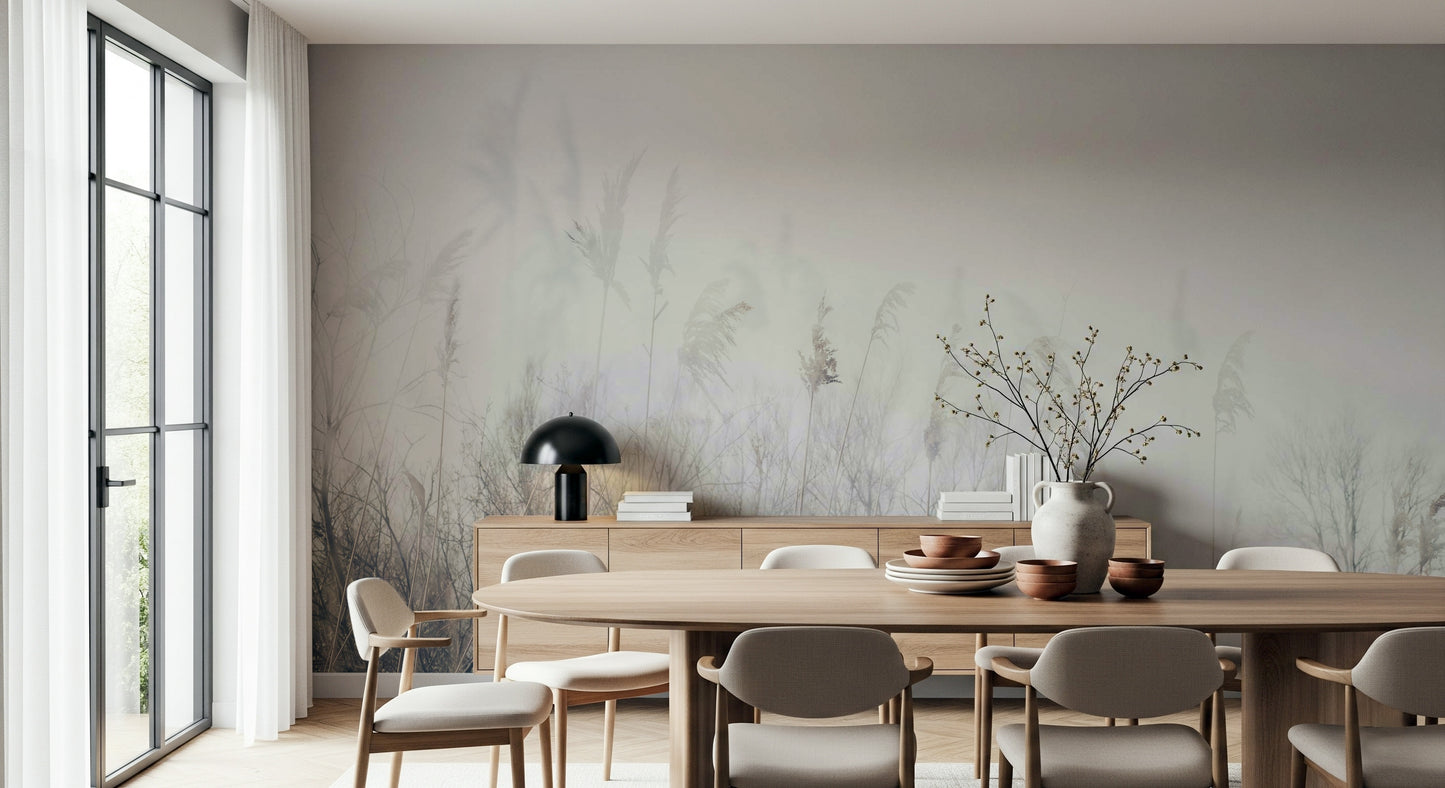A graceful subtle pattern wall mural in cool, tranquil tones.