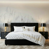 A calming abstract design wallpaper mural that defines a space.