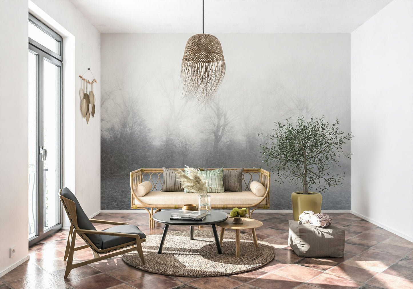 Misty Lake's Edge Wall Mural