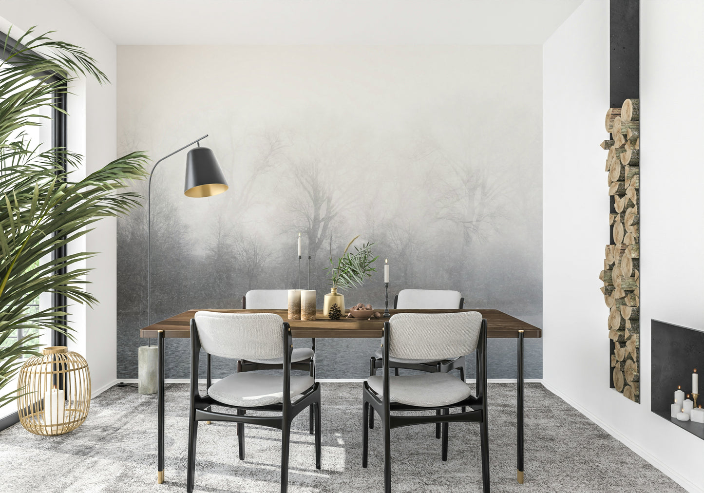 Misty Lake's Edge Wall Mural