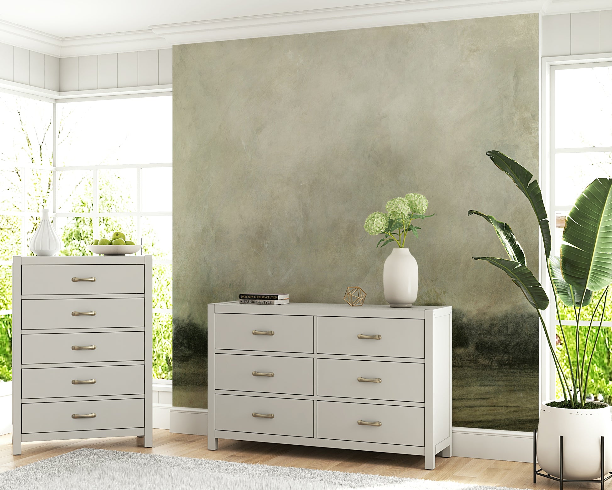 A serene flowing water wall mural for contemplative decor.