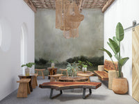 A calming serene view wallpaper mural that defines a space.