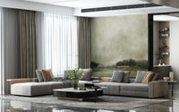 A peaceful open ocean mural on decorative wallpaper.