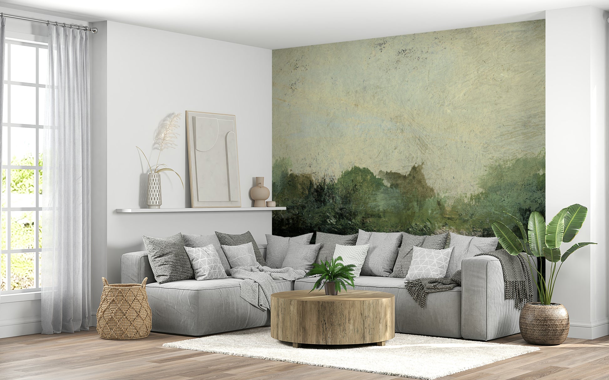 An artistic nature inspired mural for home decor.
