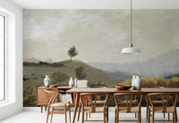 An artistic soft focus mural on minimalist wallpaper.