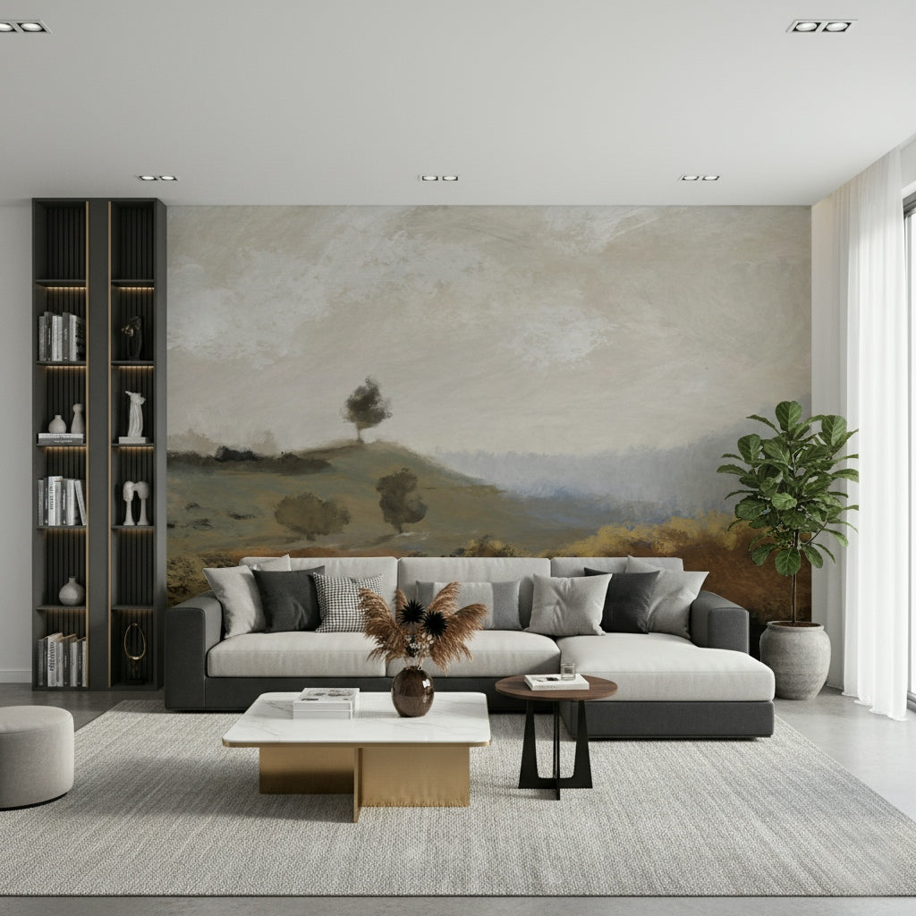 A beautiful modern art wall mural of delicate lines.