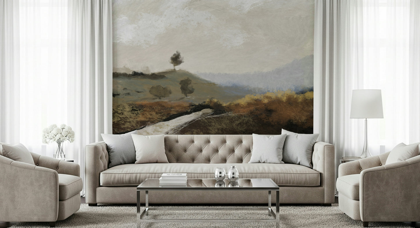A serene abstract landscape wall mural for your decor.