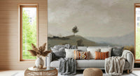 A calming abstract design wallpaper mural that defines a space.