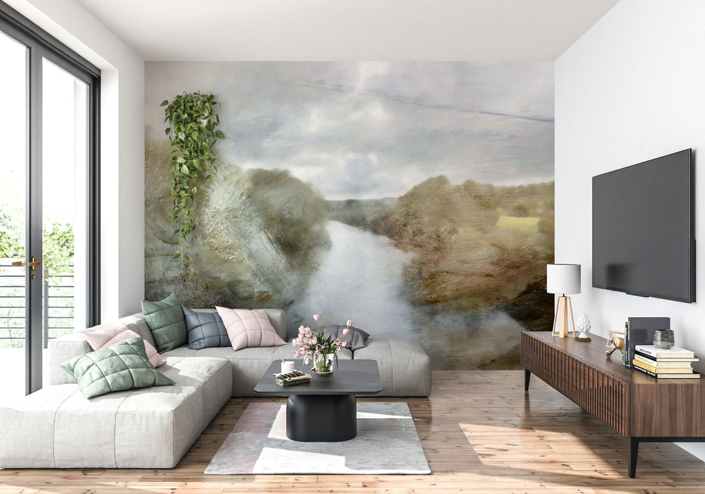 A serene fluid water wall mural for your decor.