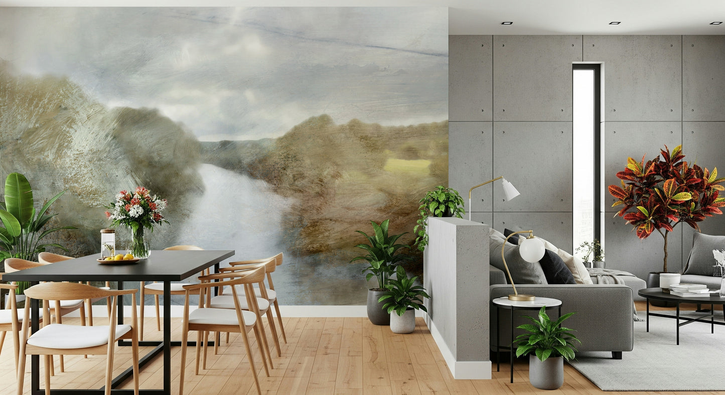 A contemplative gentle design wallpaper mural for a feature wall.