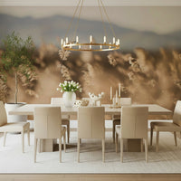 A graceful subtle pattern wall mural in cool, natural tones.