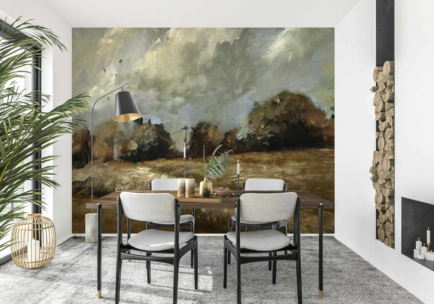 A beautiful modern art wall mural of rolling hills.