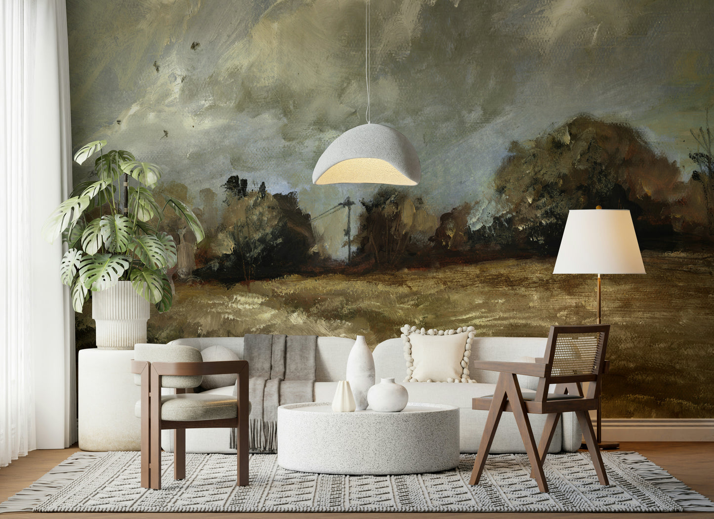 An artistic nature inspired mural for home decor.