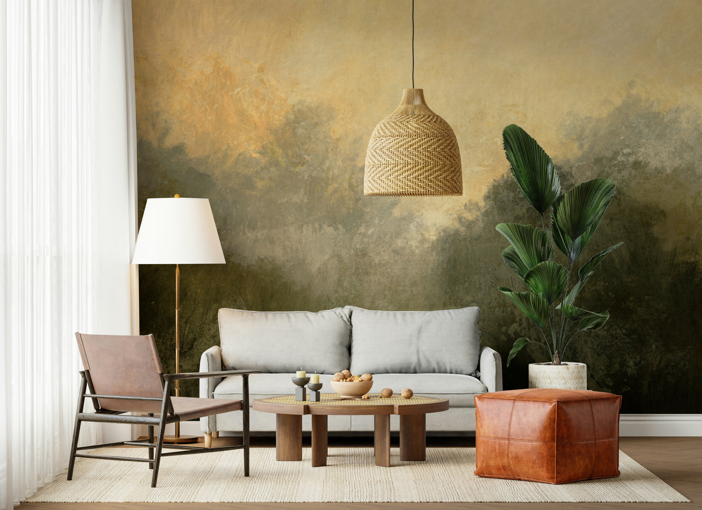 An artistic nature inspired mural for home decor.