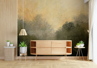 An artistic soft focus vista mural on scenic wallpaper.