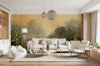A calming serene view wallpaper mural that defines a space.