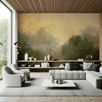 A beautiful wide-angle wall mural of a serene landscape.