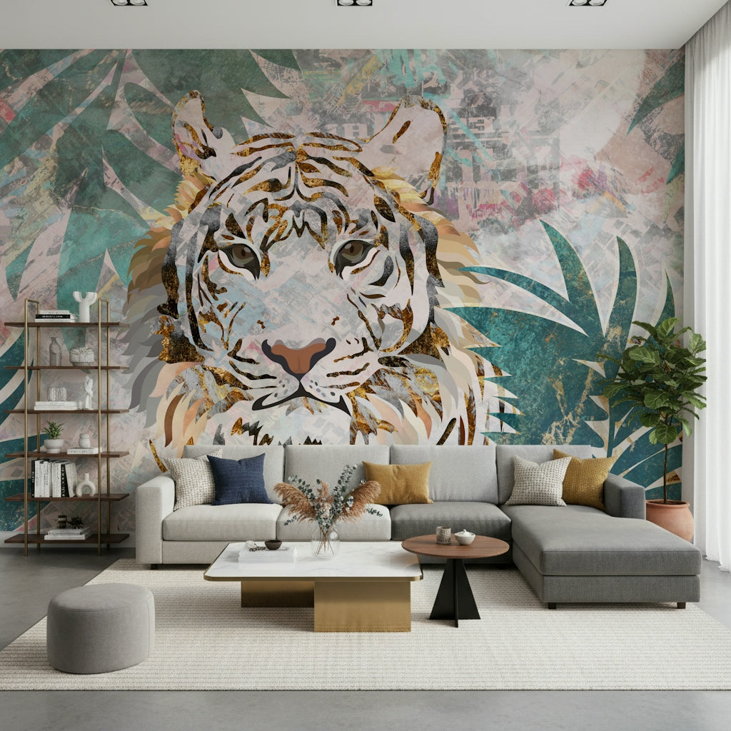 A calming animal design wallpaper mural that defines a space.