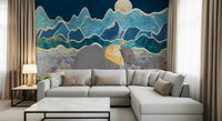 An artistic safari landscape mural on scenic wallpaper.