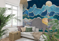 A beautiful elephant vista wallpaper mural with subtle safari animals.