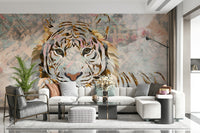 A calming animal design wallpaper mural that defines a space.