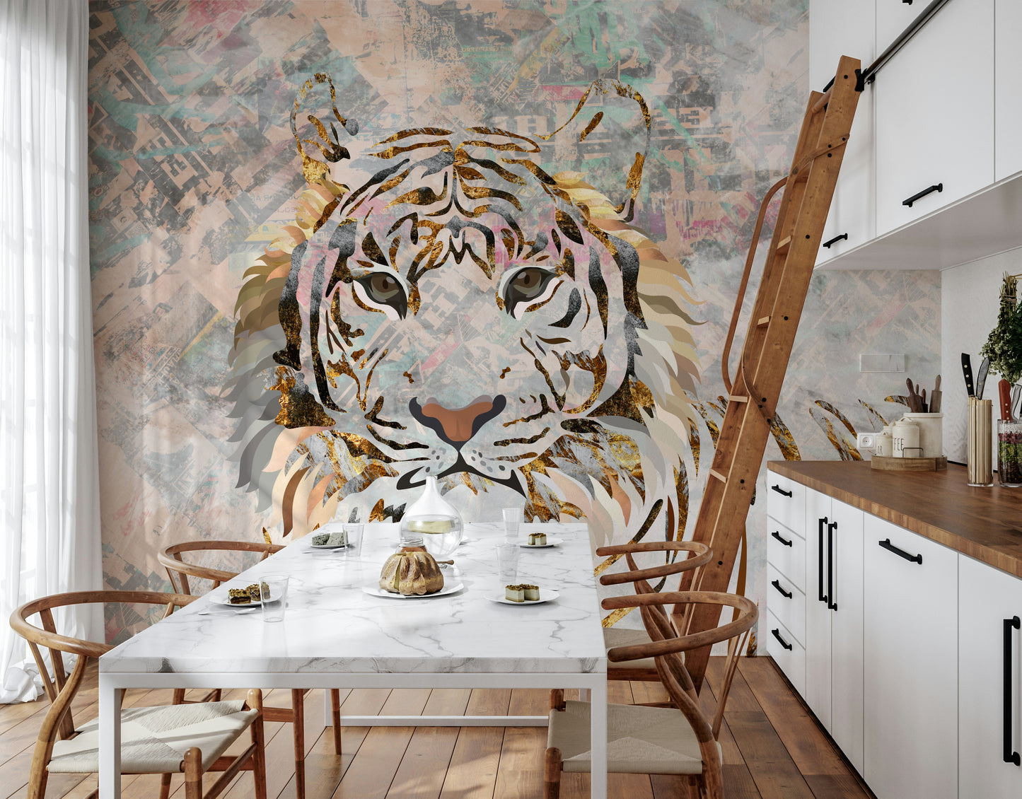 An artistic nature inspired mural for home decor.