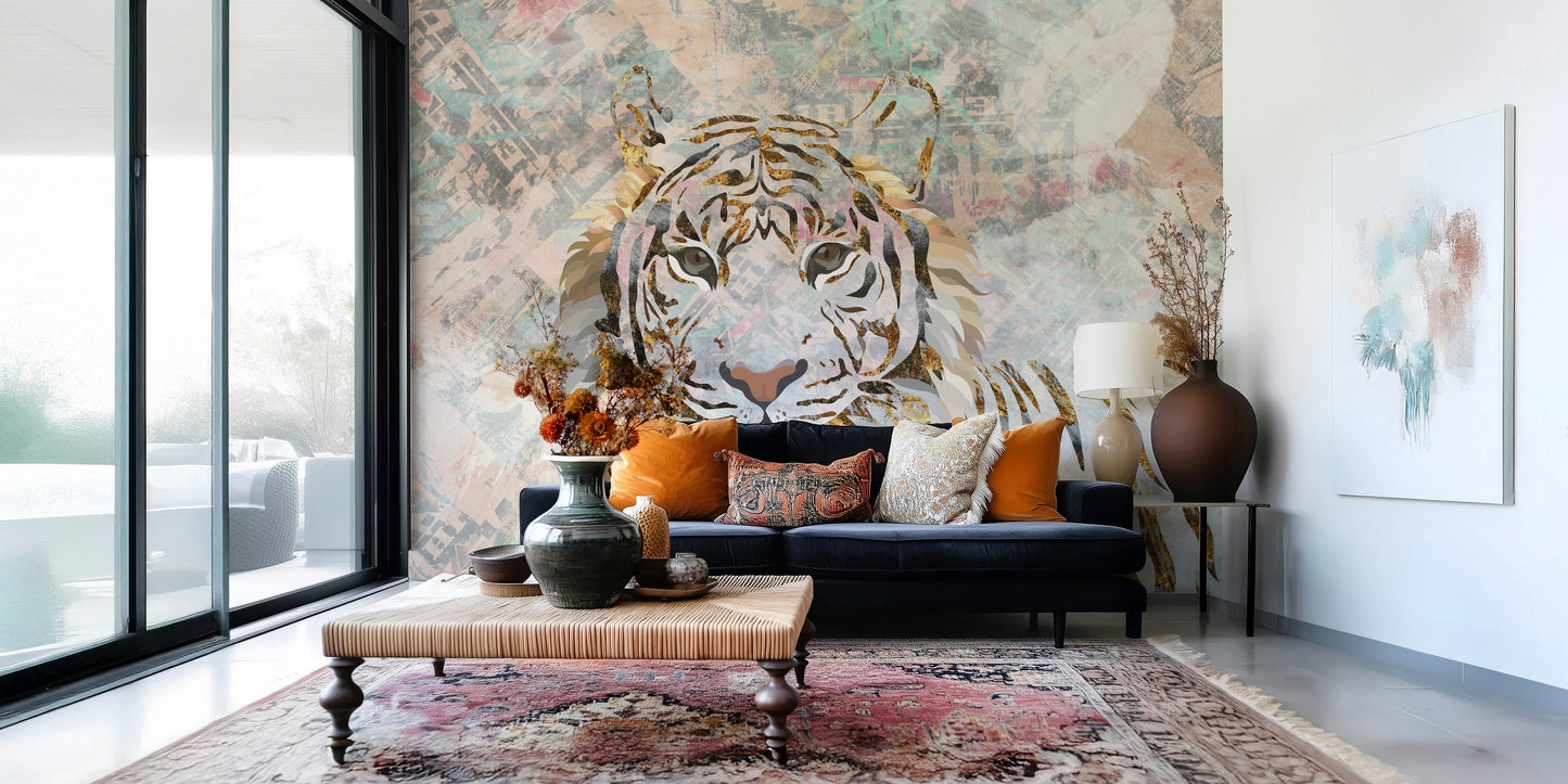 A beautiful modern art wall mural of an exotic animal.
