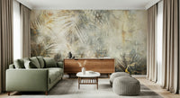 A beautiful modern art wall mural of distressed plant leaves.