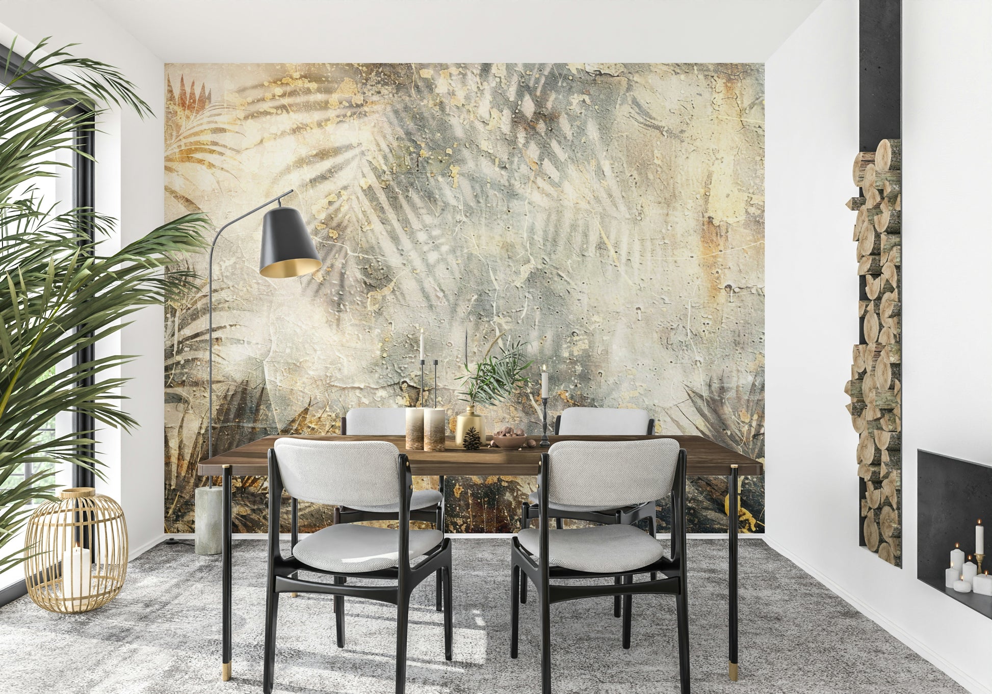 A serene abstract leaf wall mural for bold decor.