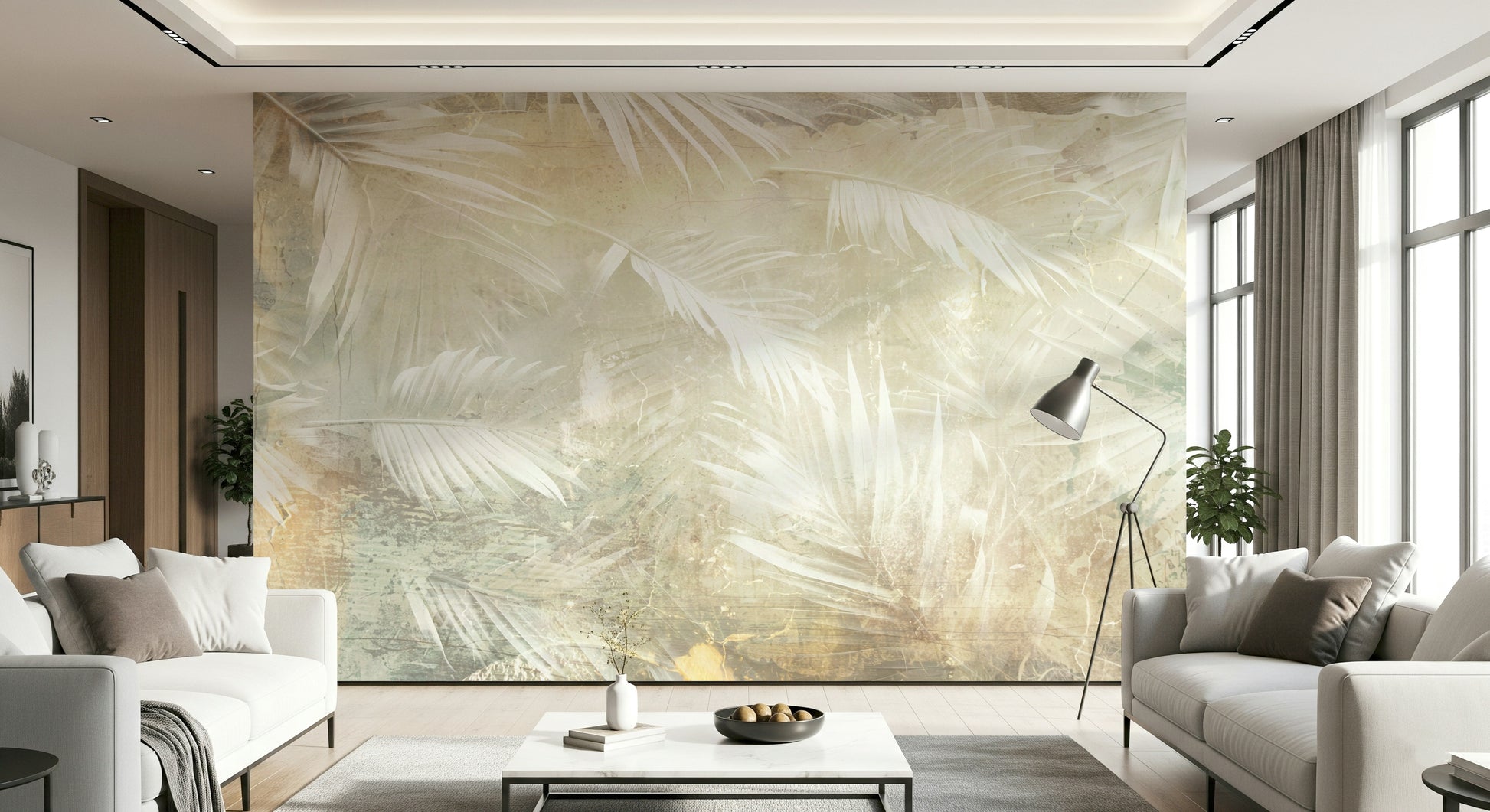 A beautiful wide-angle wall mural of dreamy palms.