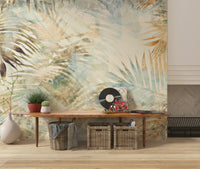 A beautiful shimmering palm tree wallpaper mural for a modern, luxurious home.