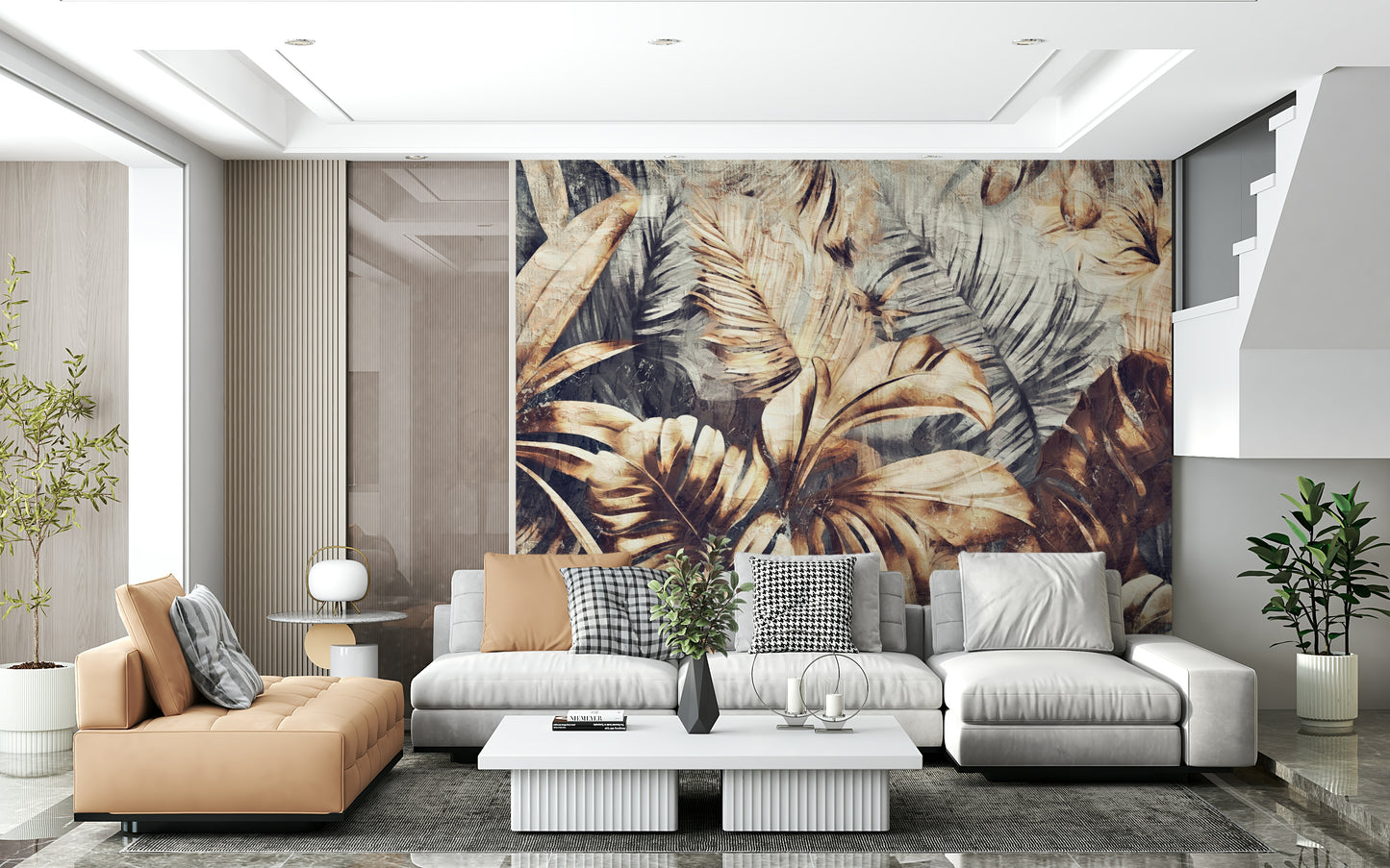 An artistic nature inspired mural for home decor.