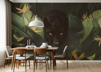 A serene moody forest wall mural for dramatic decor.