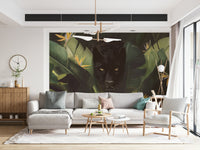 A beautiful wide-angle wall mural of a mysterious wood.