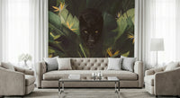 A calming serene forest wallpaper mural that defines a space.
