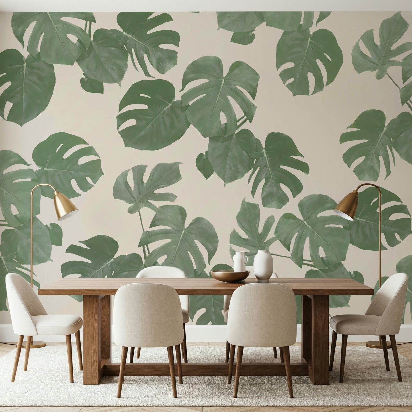 A peaceful organic pattern mural on decorative wallpaper.