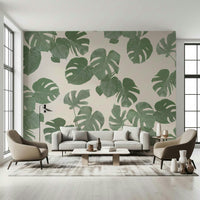 A serene botanical pattern wall mural for your decor.