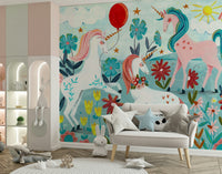 A calming fantasy design wallpaper mural that defines a space.