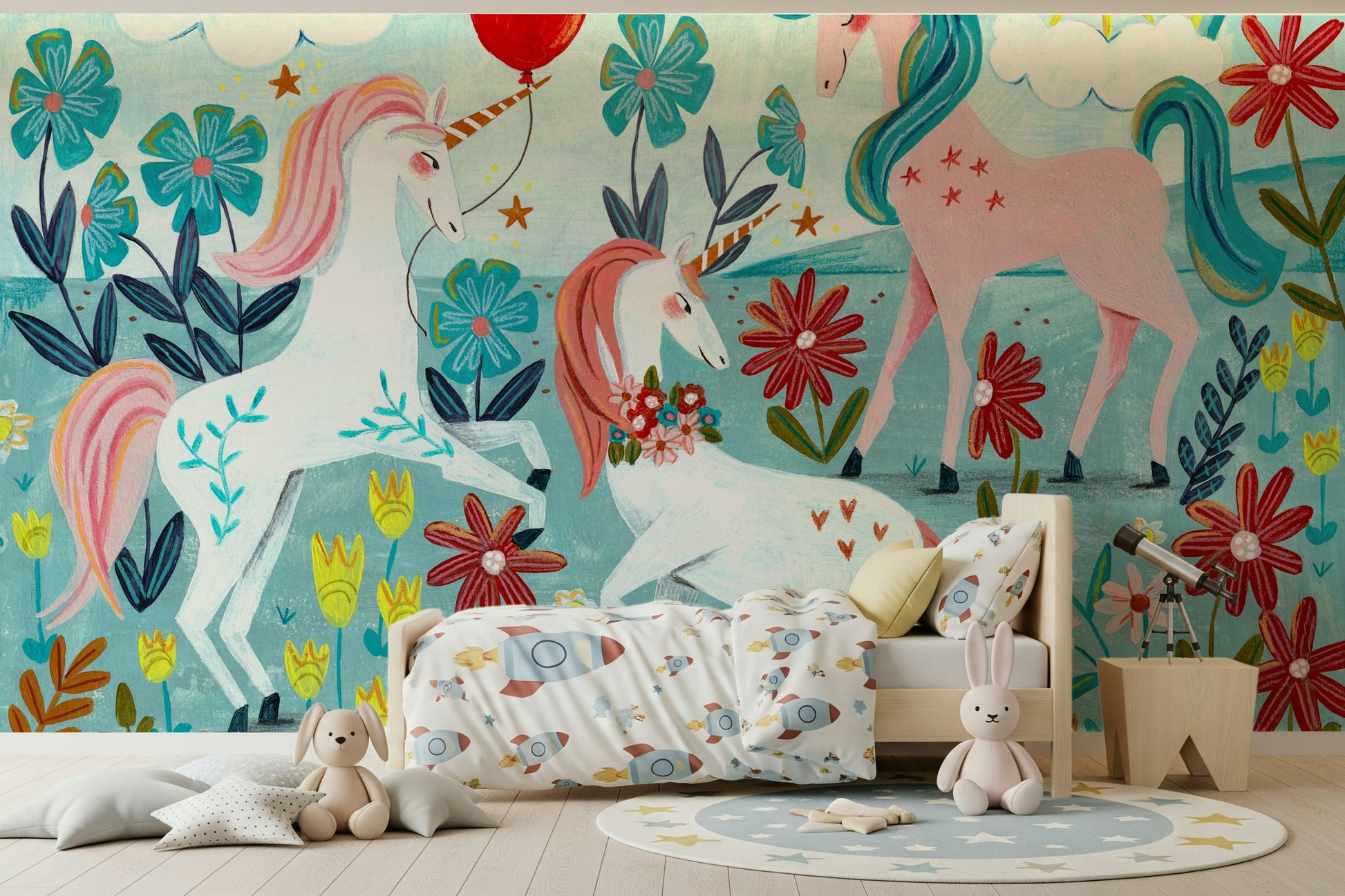 An artistic nature inspired mural for home decor.