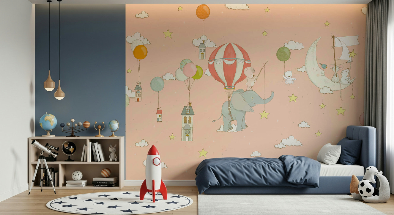 A beautiful starry sky wallpaper mural for an adventurous space.