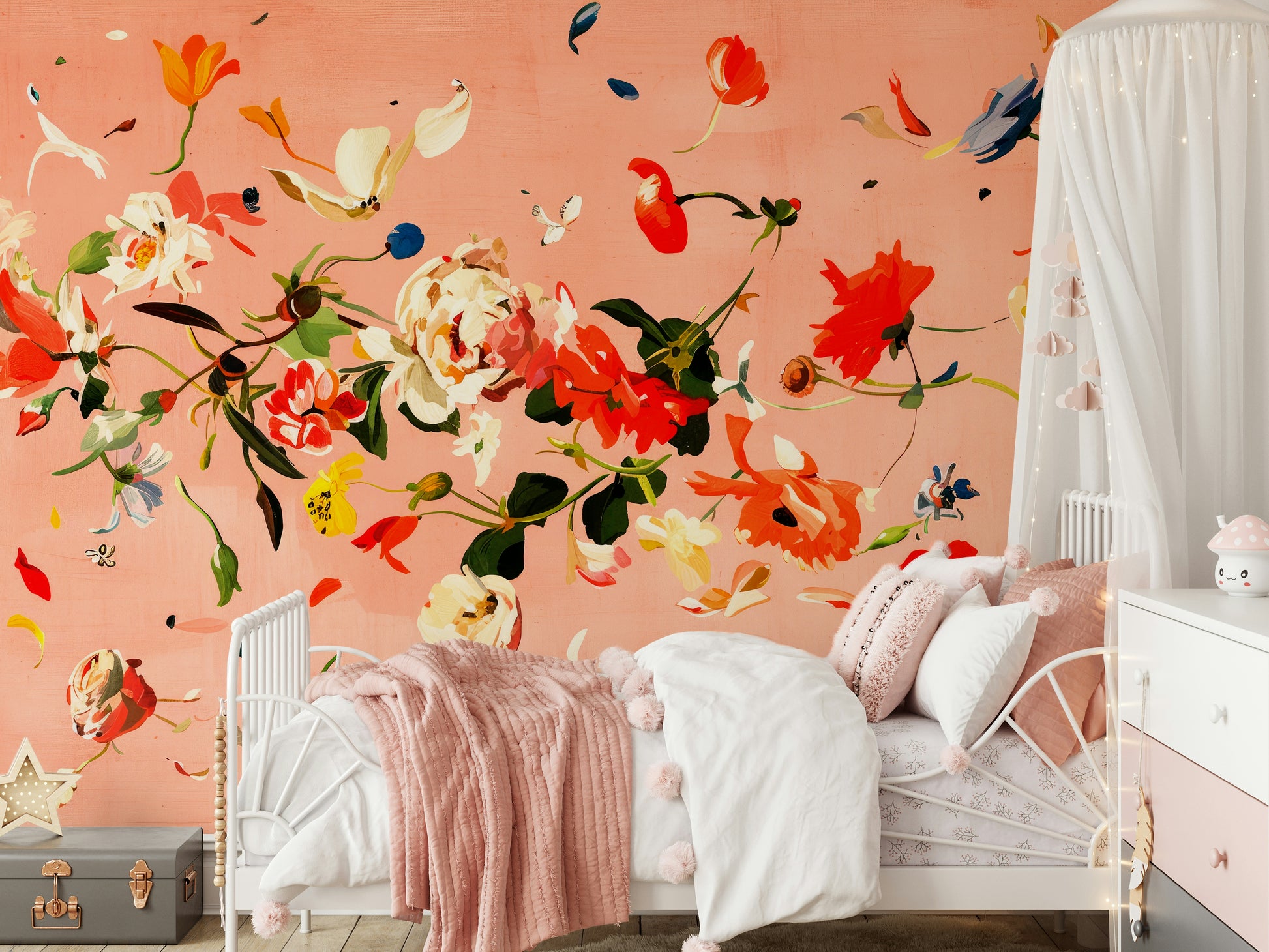 An artistic nature inspired mural for home decor.