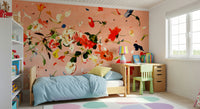 A calming floral design wallpaper mural that defines a space.