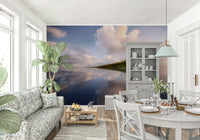 A calming underwater design wallpaper mural that defines a space.