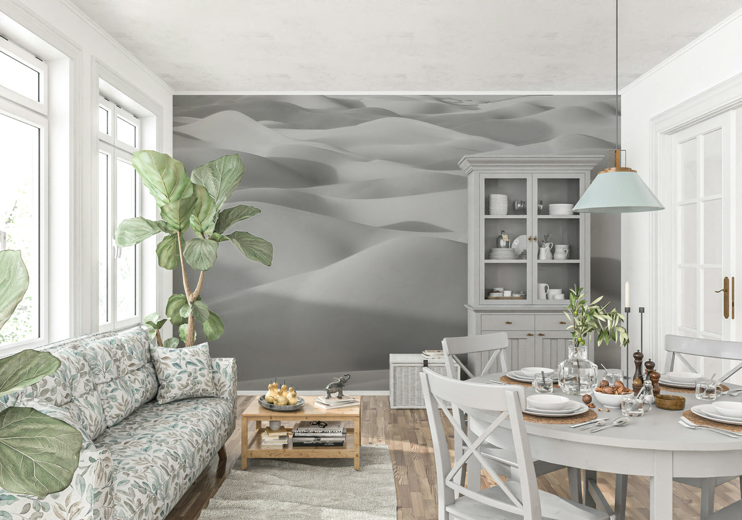 An artistic soft focus vista mural on scenic wallpaper.