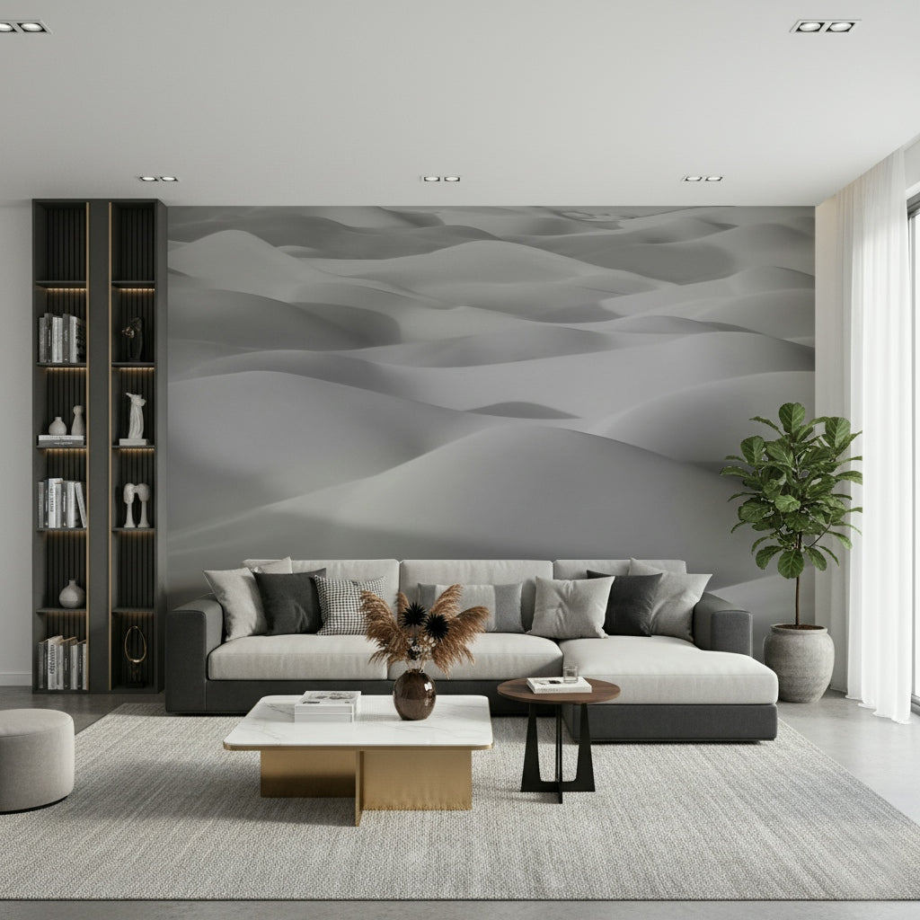 A beautiful desert dune wallpaper mural with soft, flowing sand texture.